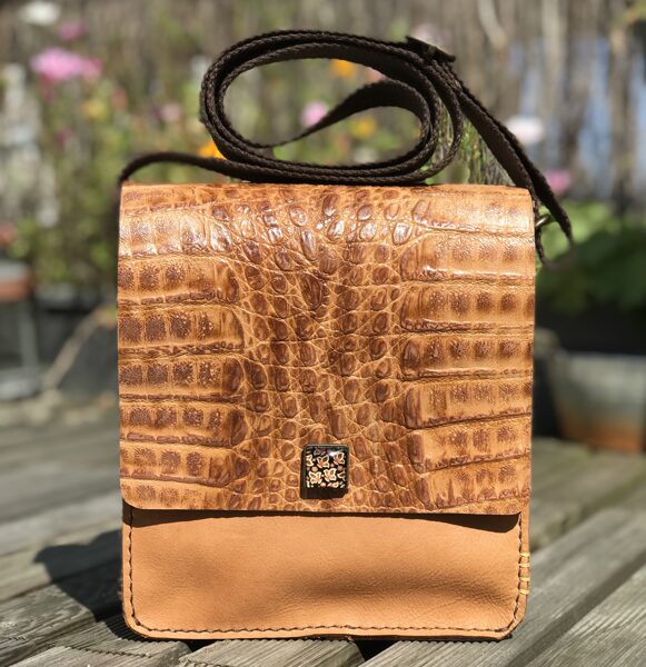 Sac à abndoulière Cognac-Croco
